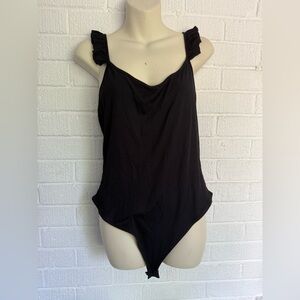 Zara Elegant Black Ruffle Bodysuit